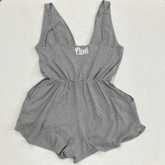 PINK Victoria's Secret Gray Romper with Pineapple Motif and pockets - Picture 3 of 6